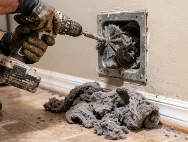 Certified Ansonia Dryer Vent Cleaning technician performing dryer vent cleaning in Ansonia